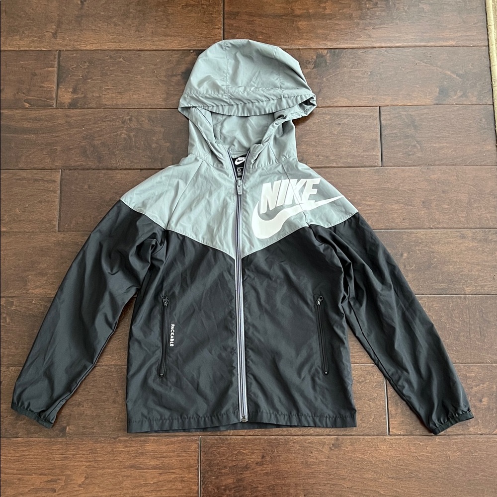 Nike Black and Gray Hooded Jacket size small **see note